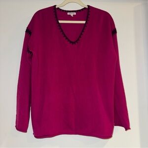 Vibrant Pink V-Neck Sweater